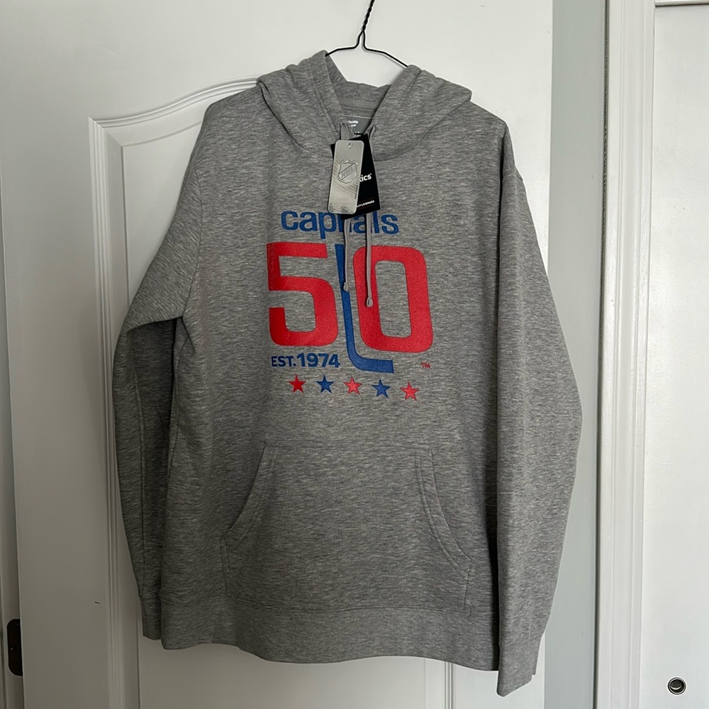 Washington Capitals 50th Anniversary Pullover Hoodie - Gray (XL)
